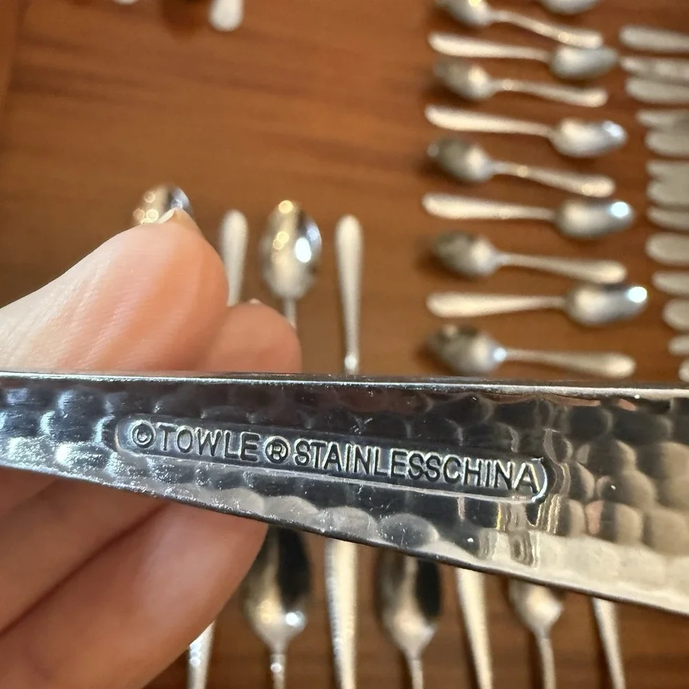 58-Piece Hammered Stainless Steel Flatware Set – Towle Logan + Unbranded MIx Lot